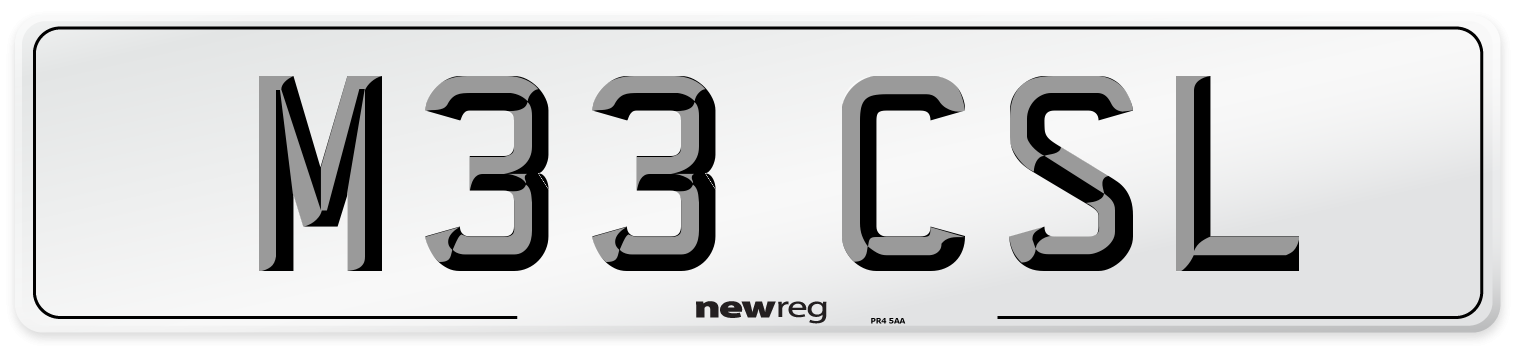 M33 CSL Number Plate from New Reg